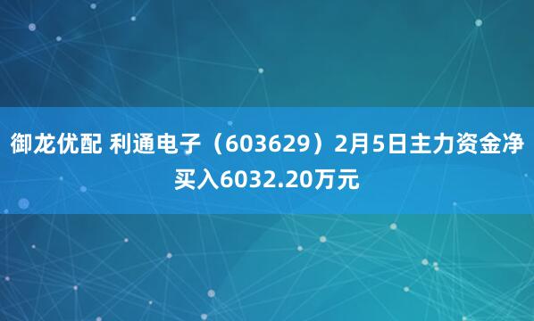 御龙优配 利通电子（603629）2月5日主力资金净买入6032.20万元